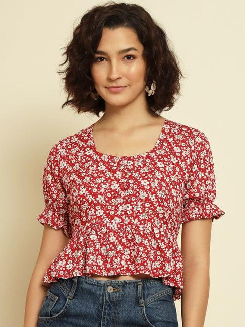 trend arrest red printed top