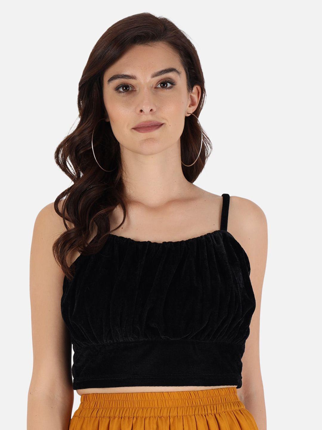 trend arrest shoulder straps gathered crop top