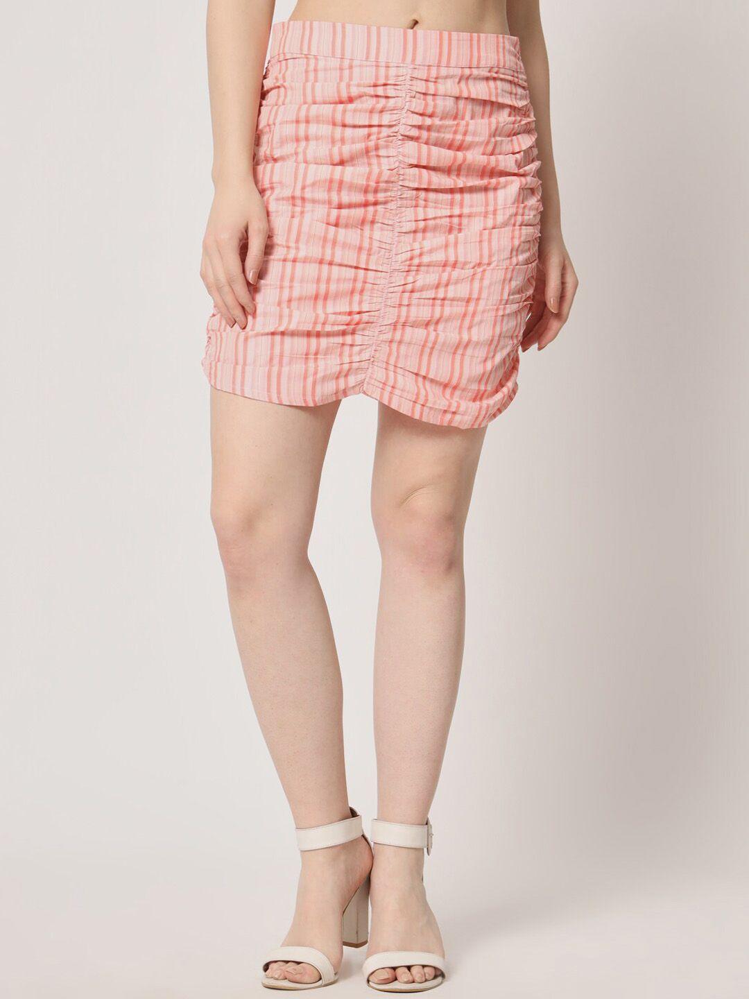 trend arrest striped ruched mini skirt