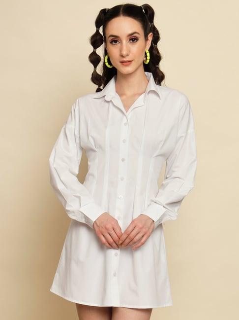 trend arrest white cotton shirt dress