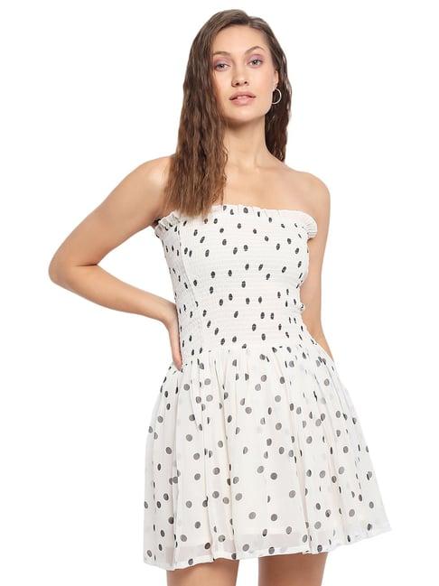 trend arrest white printed tube dress