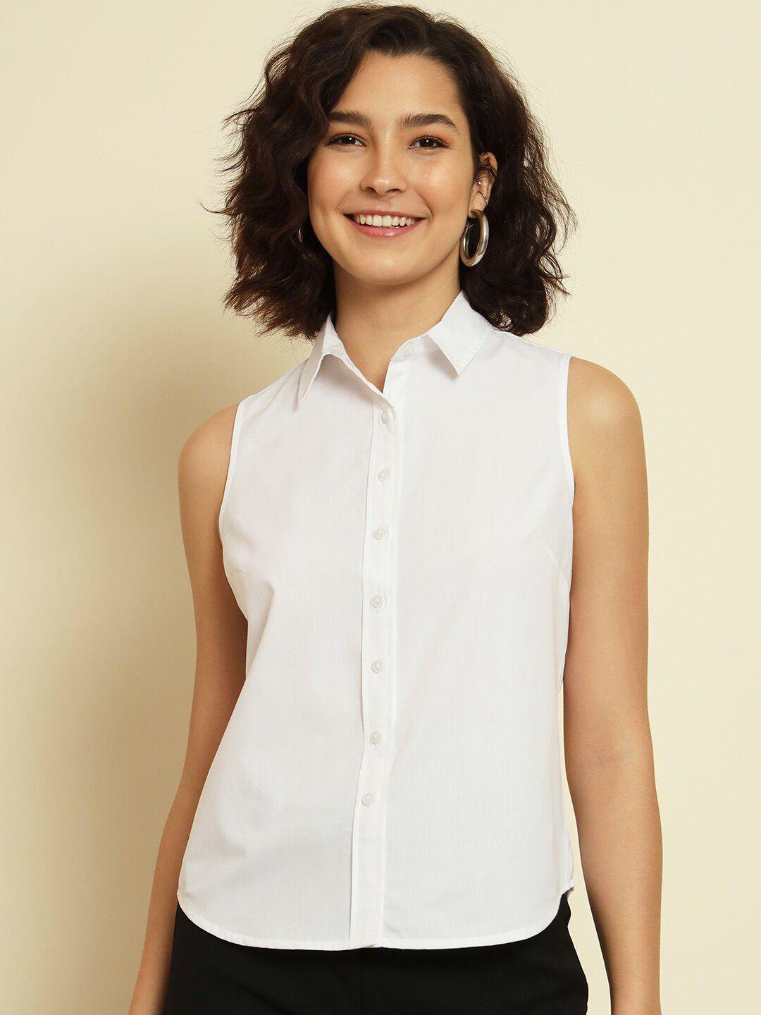 trend arrest women white opaque formal shirt