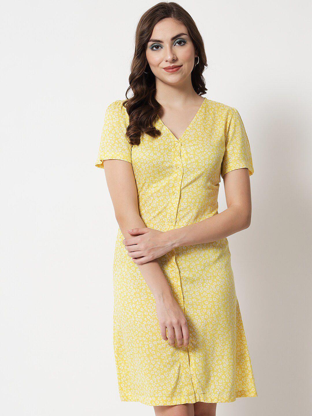 trend arrest women yellow floral sheath dress