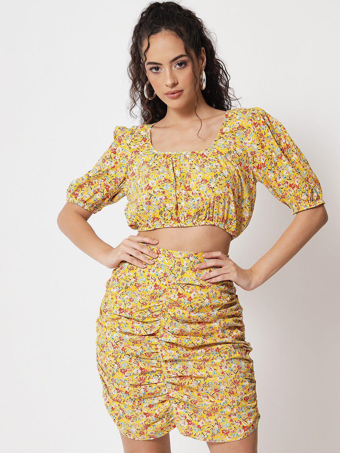 trend arrest women yellow printed co-ord  set