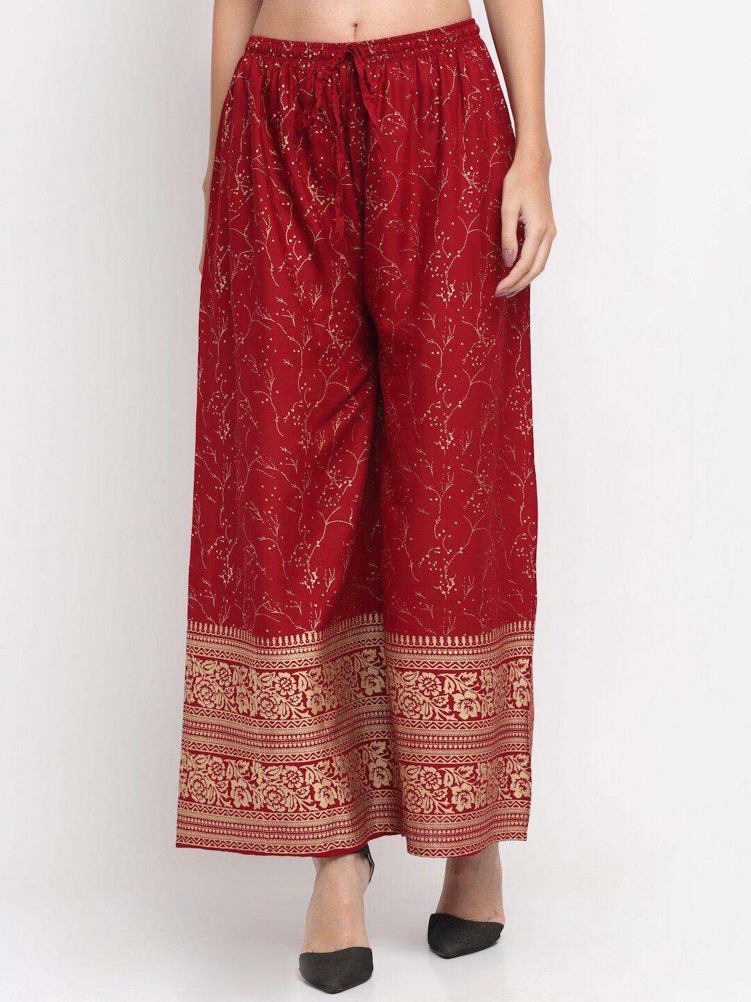 trend level ethnic motifs printed flared ethnic palazzos