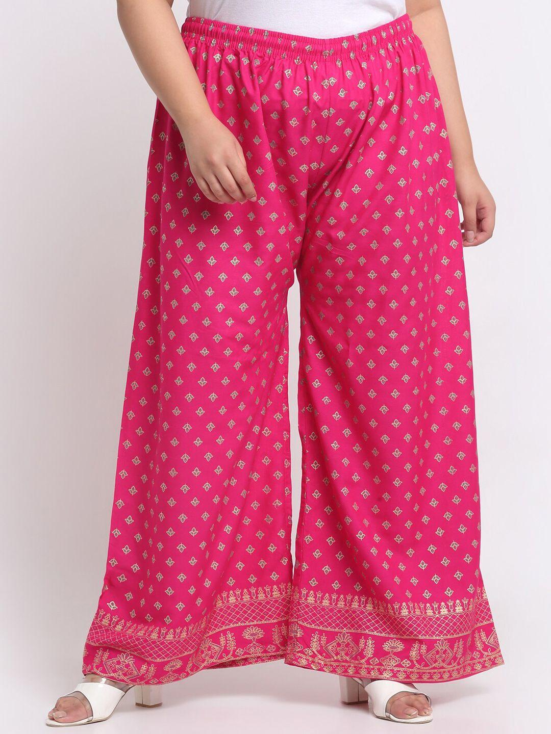trend level ethnic motifs printed flared palazzos