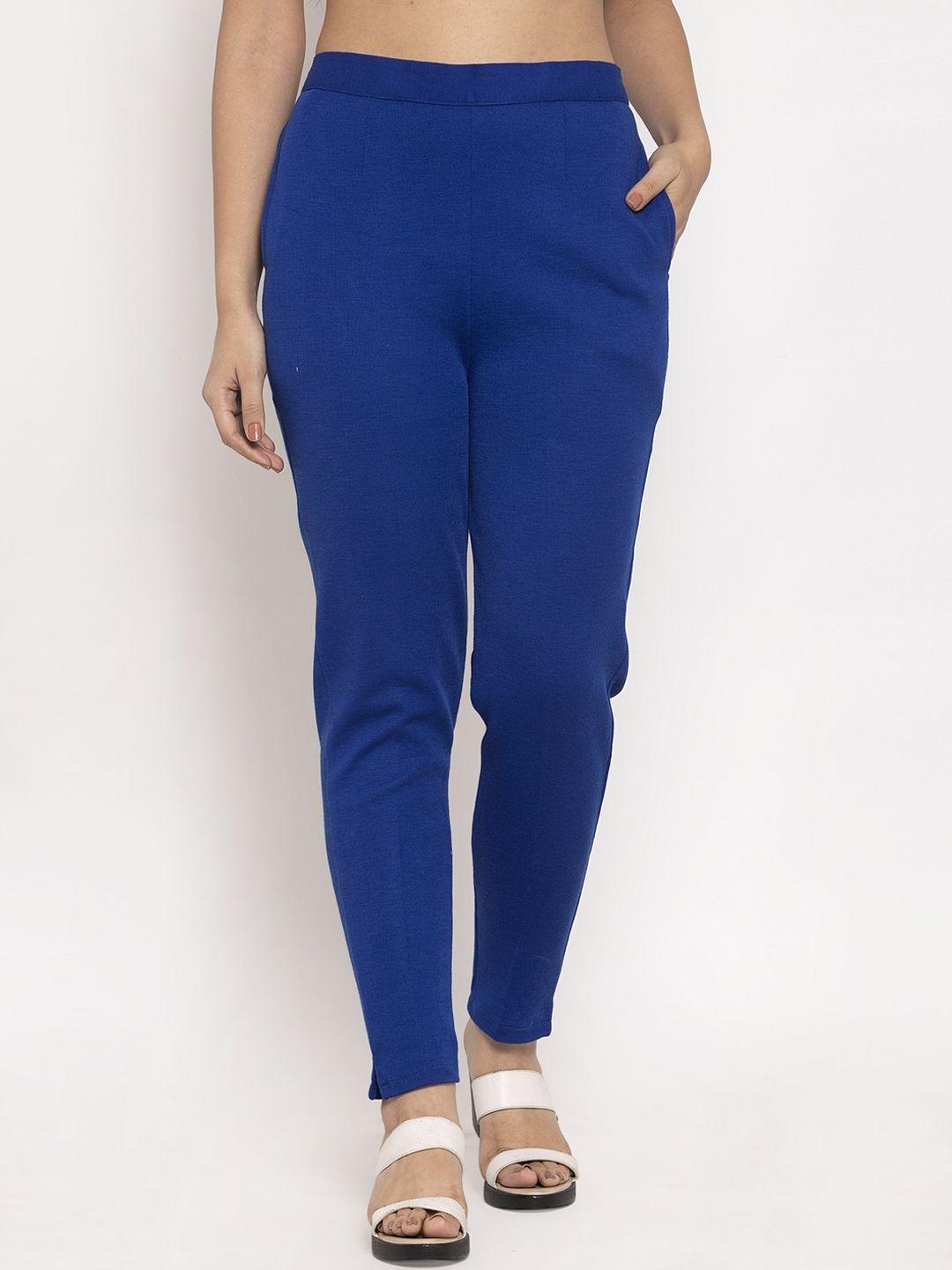 trend level women relaxed straight leg easy wash woollen trousers