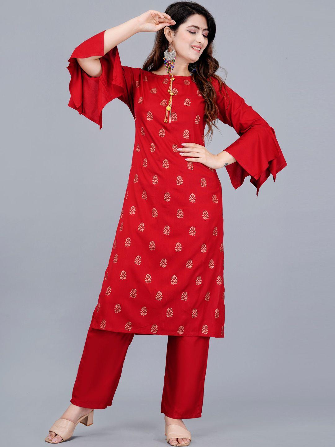 trend me ethnic motifs printed regular kurta with palazzos