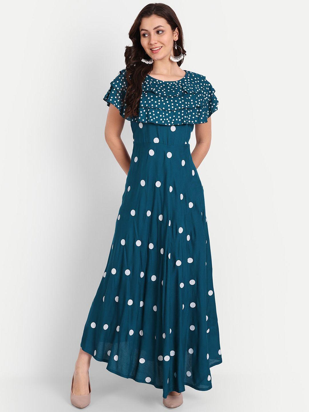 trend me geometric print flared sleeve fit & flare ruffles maxi dresses