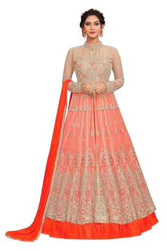 trendmalls women's net anararkali gown semistitch dress material salwar suit