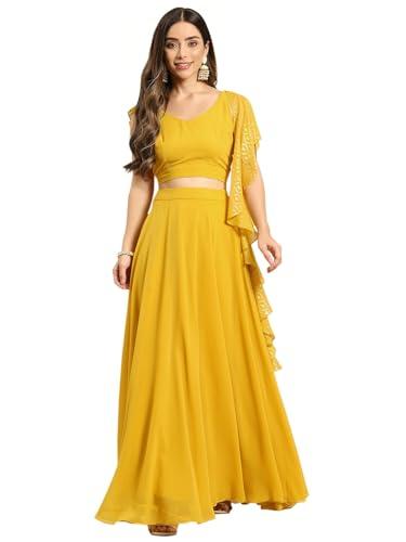 trendmalls yellow semi-stitched crop top lehenga choli with foil print dupatta for women-l254-yellow (wedding-party-festival-bridal-latest-lehenga-choli_free size)