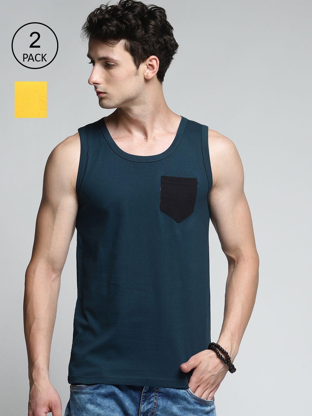 trends tower men pack of 2 solid cotton tank vests