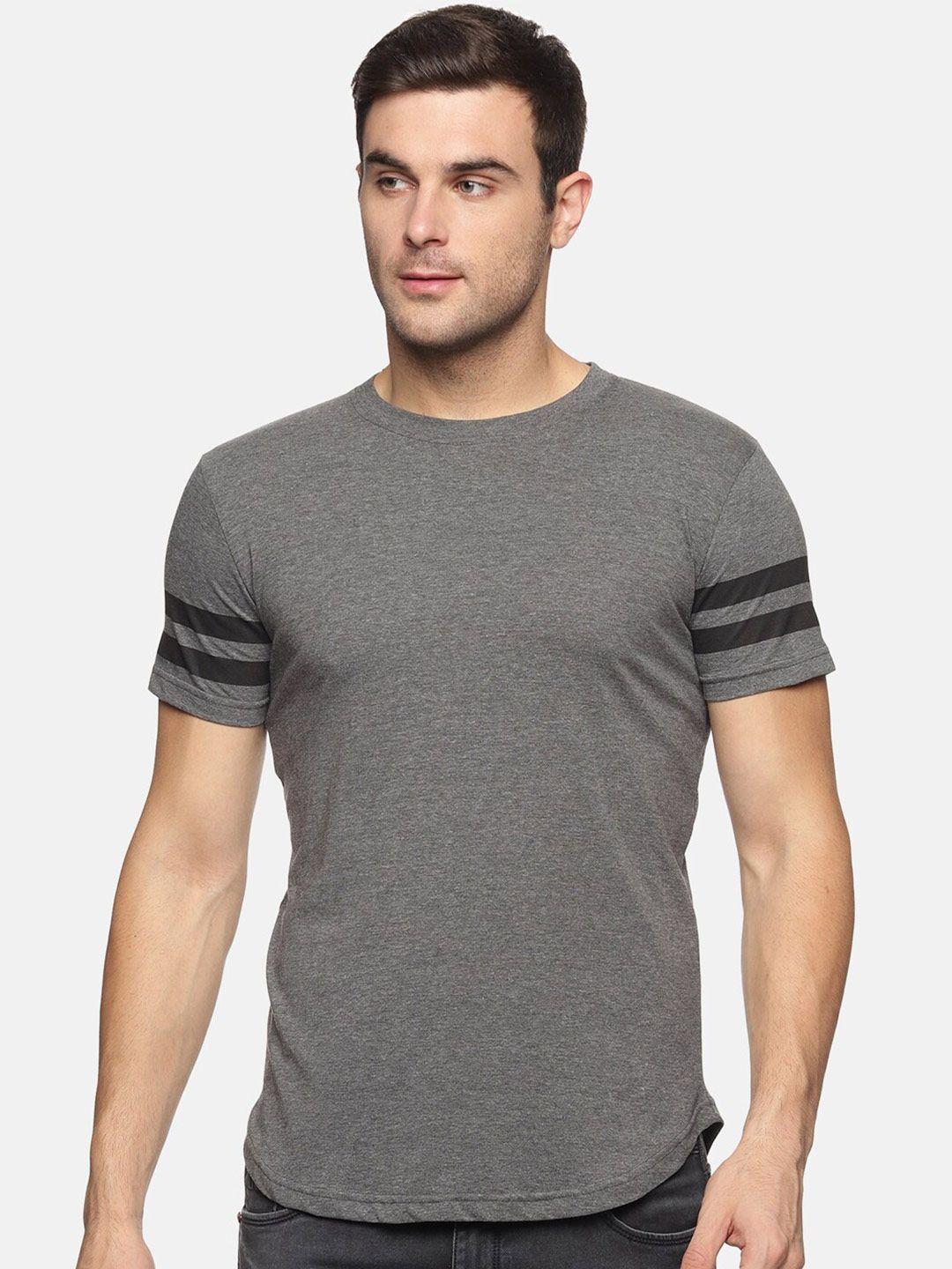 trends tower men charcoal solid half sleeves t-shirt