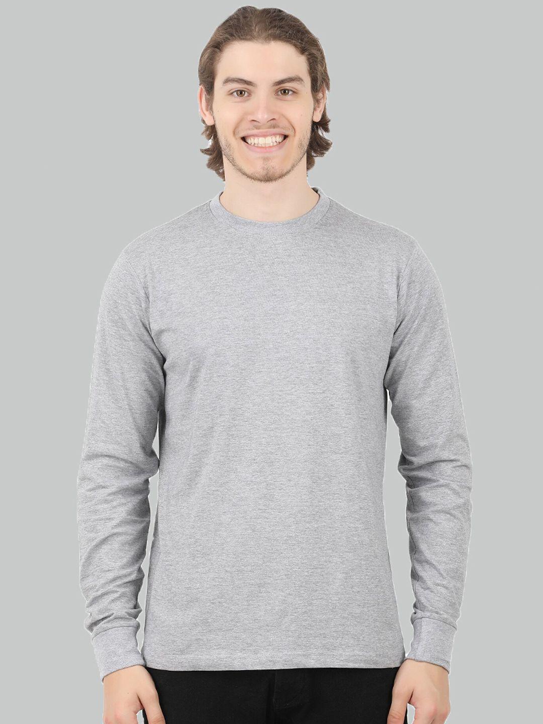 trends tower men grey melange solid cotton t-shirt