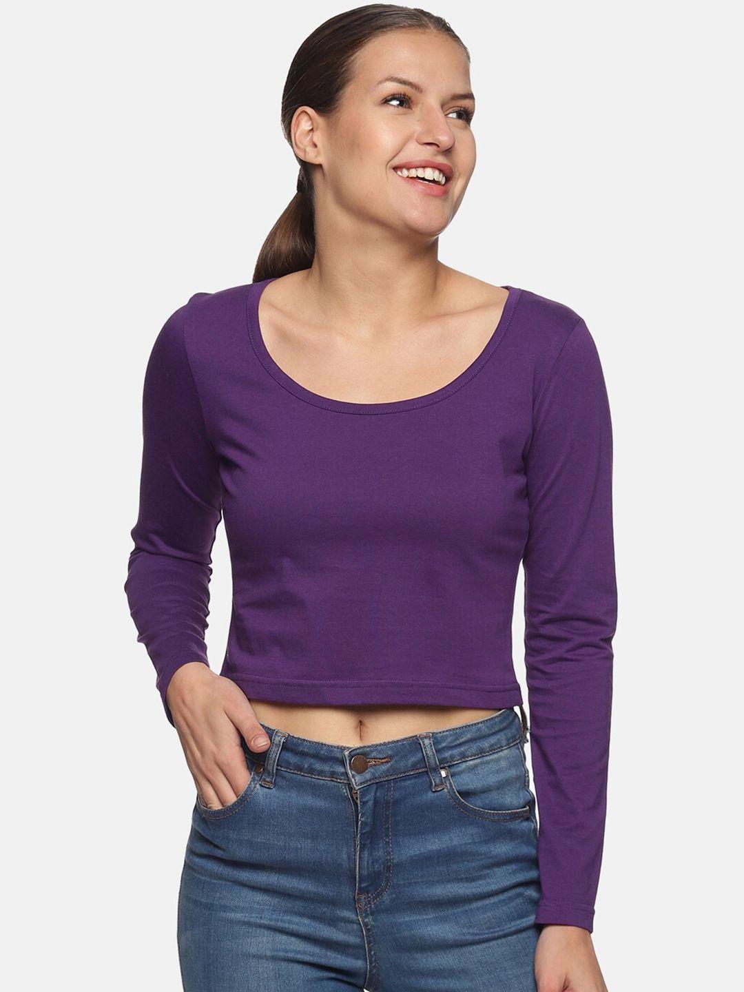 trends tower women purple pure cotton t-shirt