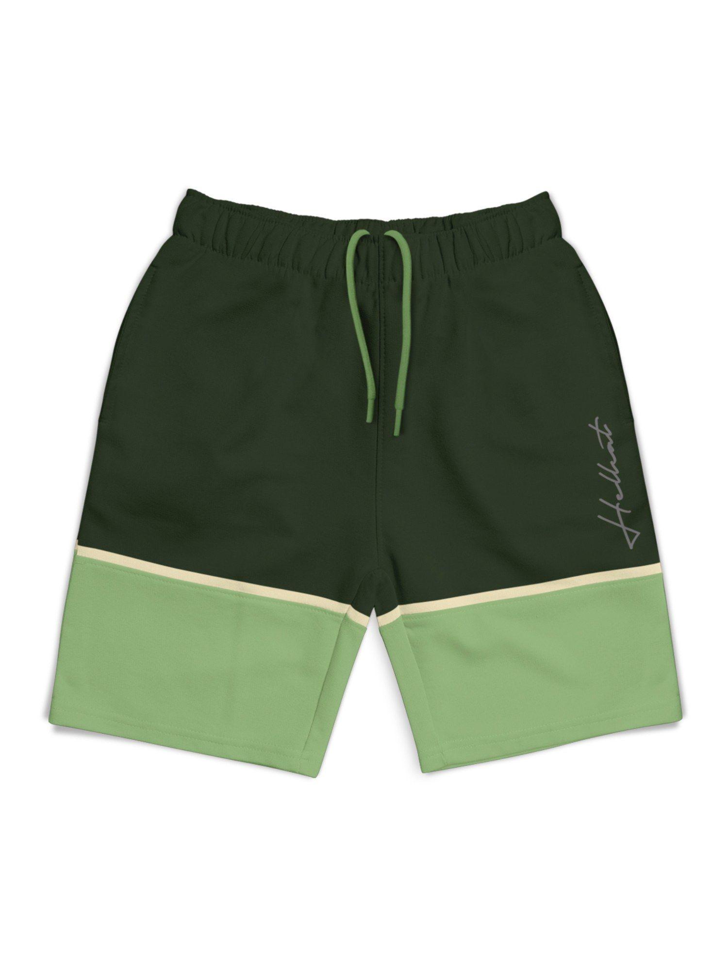 trendy-olive-colorblock-with-branding-printed-shorts