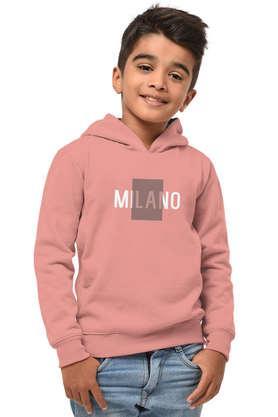 trendy printed cotton hooded boys sweatshirt - pink
