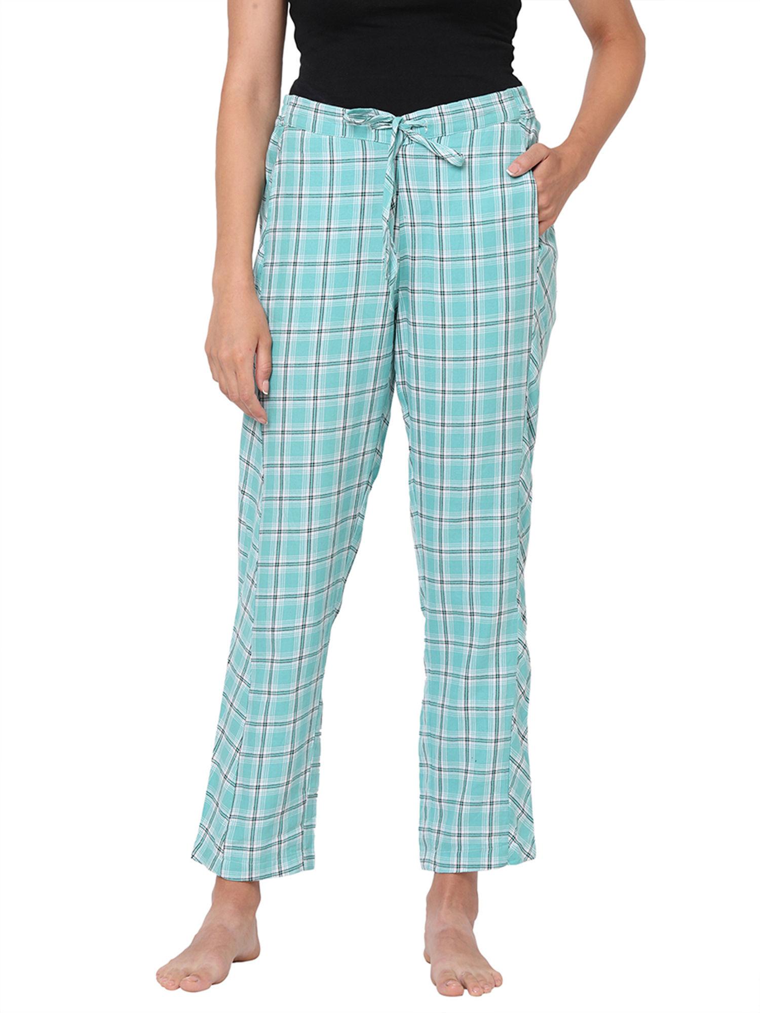 trendy blue checked rayon pyjamas