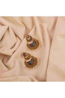 trendy dangler jhumka earrings embellished with small pearls for girls and women