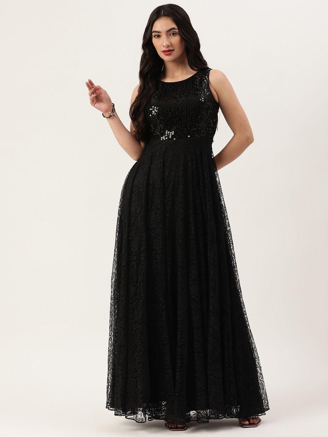 trendy divva black embellished maxi dress