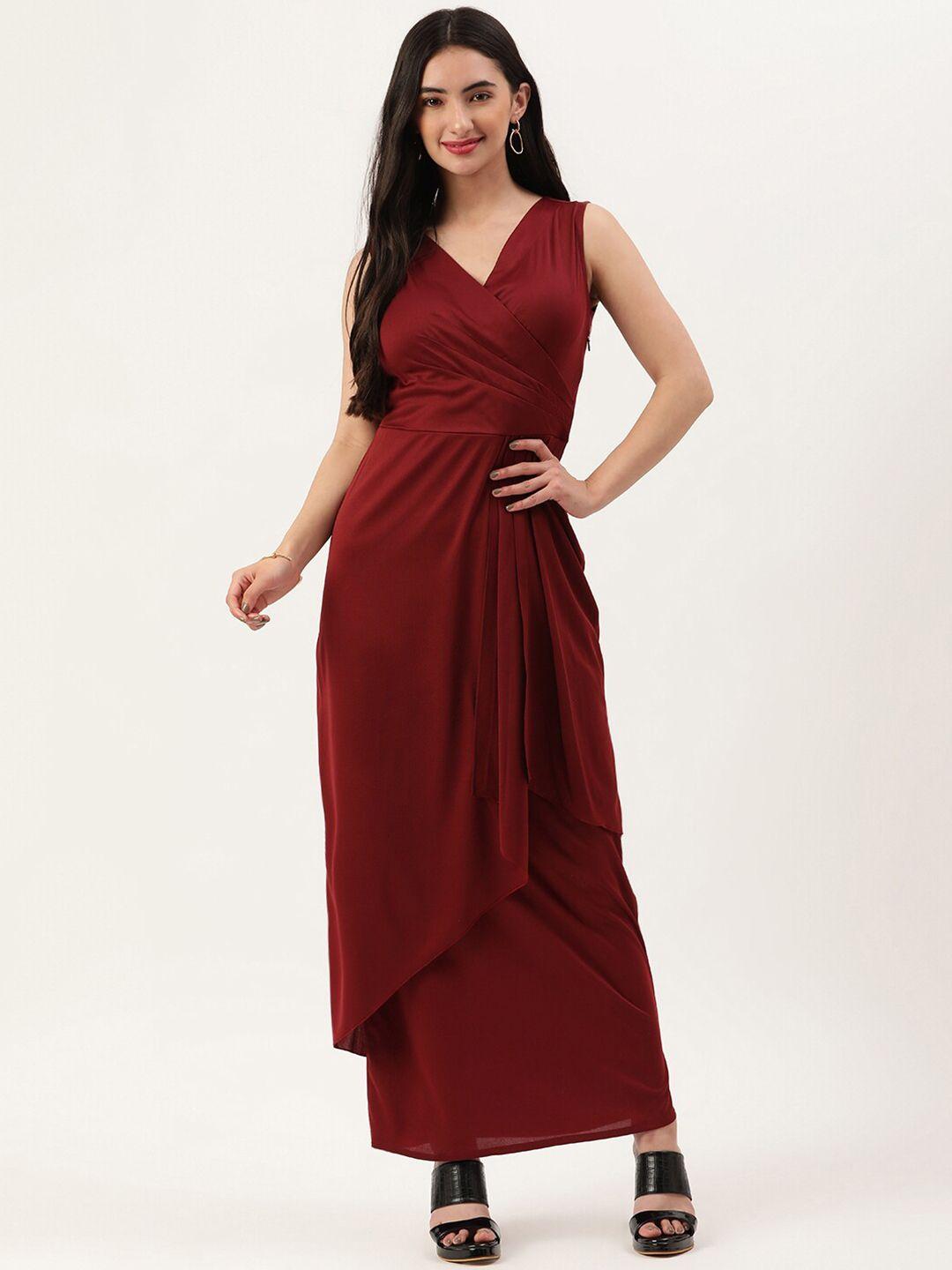 trendy divva maroon wrap maxi dress