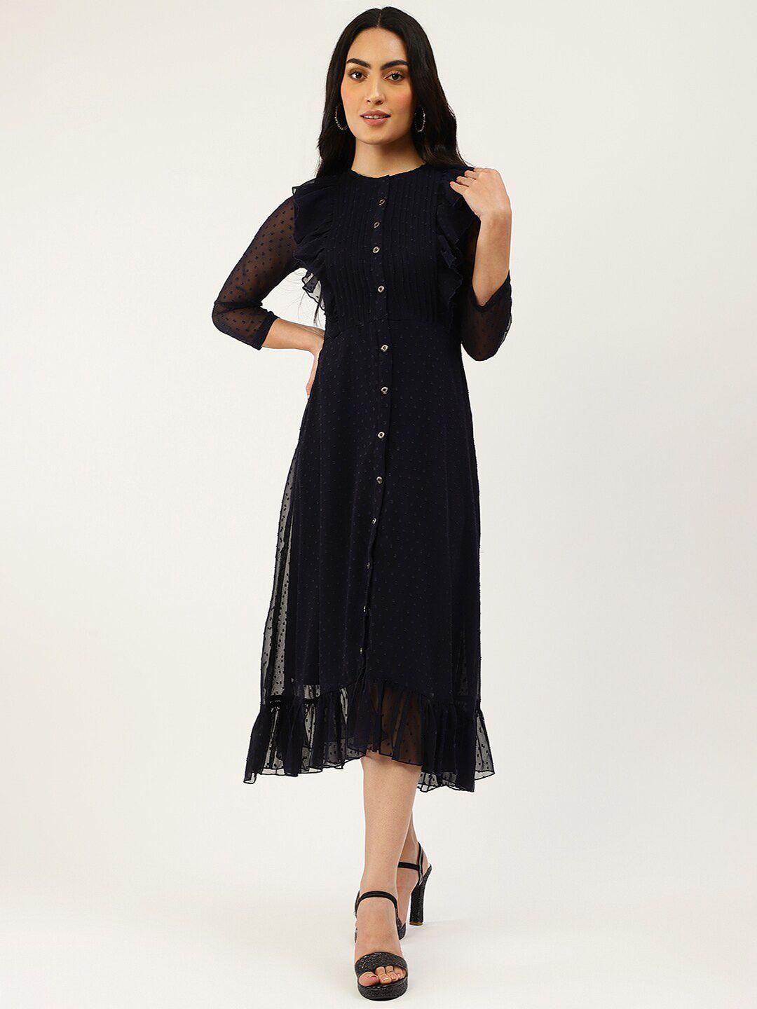 trendy divva self design ruffled a-line midi dress