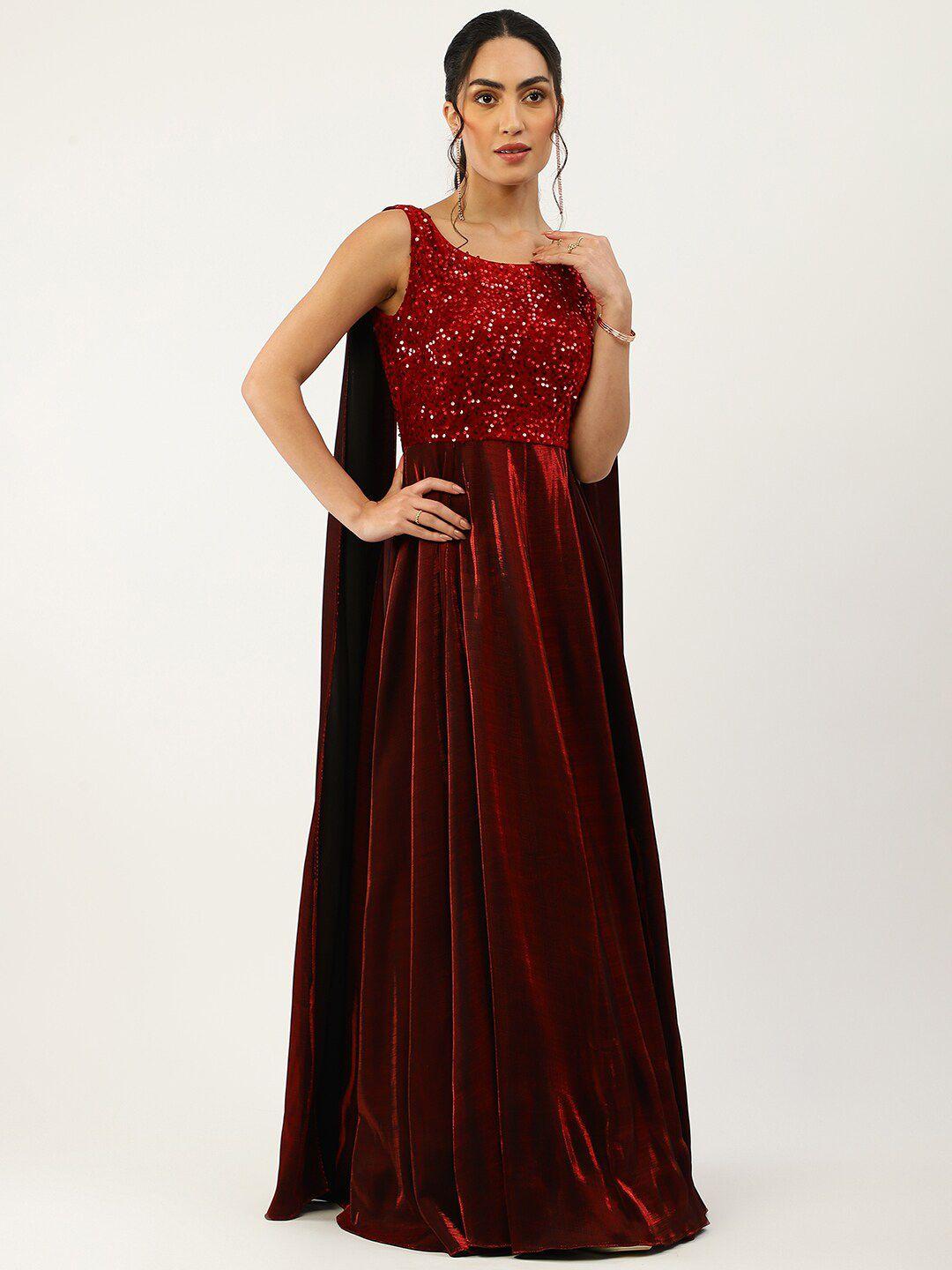 trendy divva velvet back drape gown with sequins