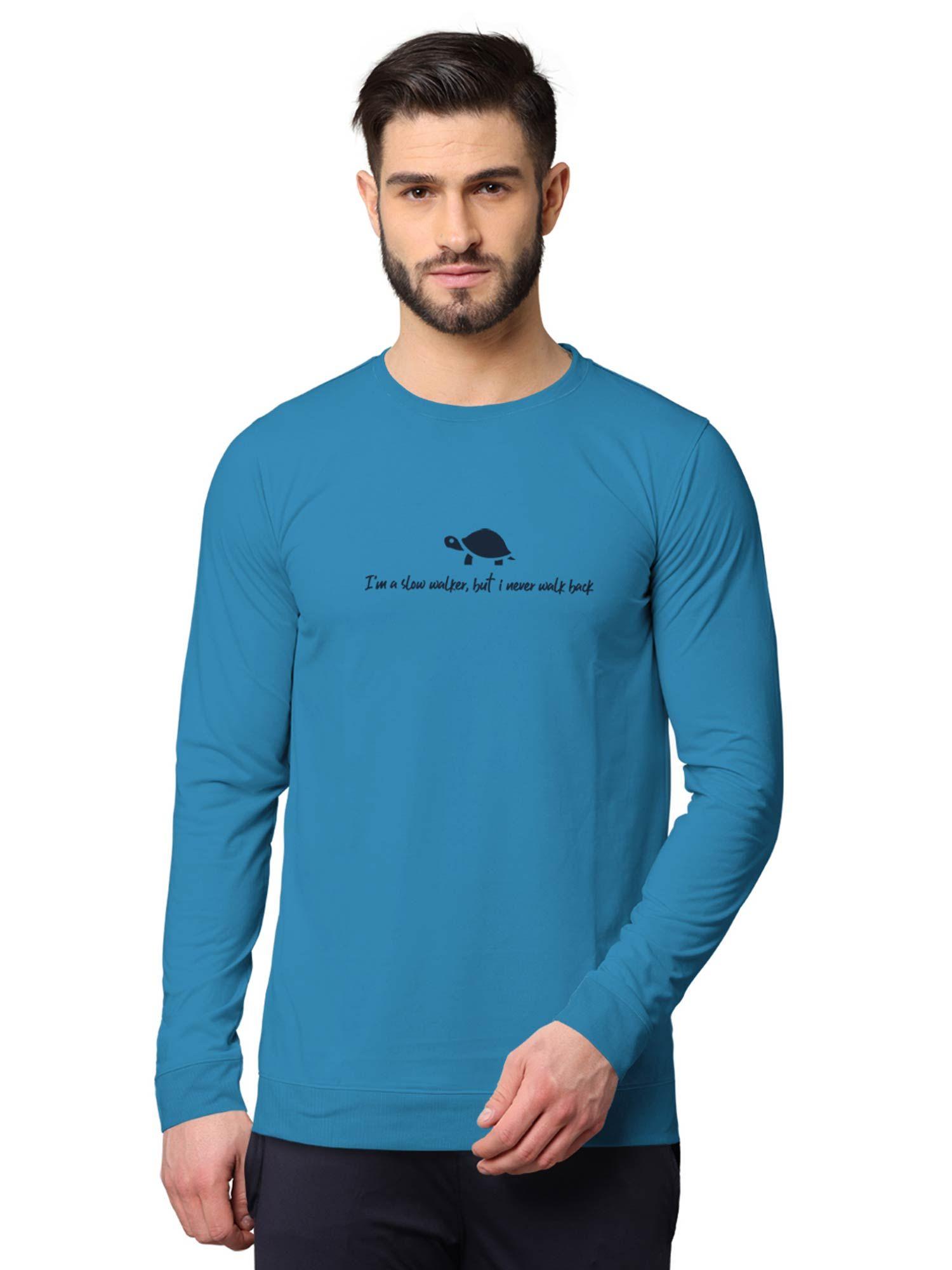 trendy front & back printed full sleeve sweatshirts for men blue