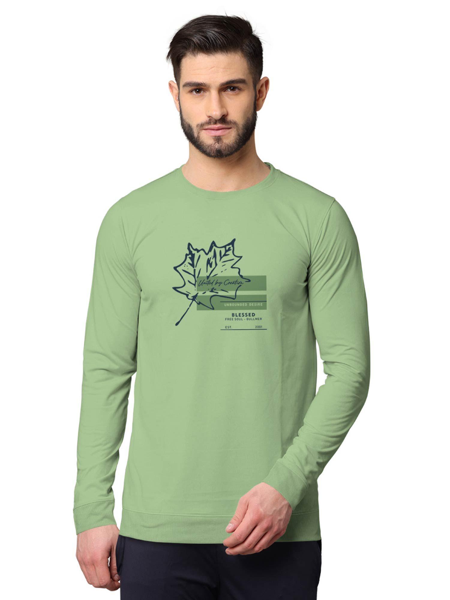 trendy front & back printed full sleeve sweatshirts for men green