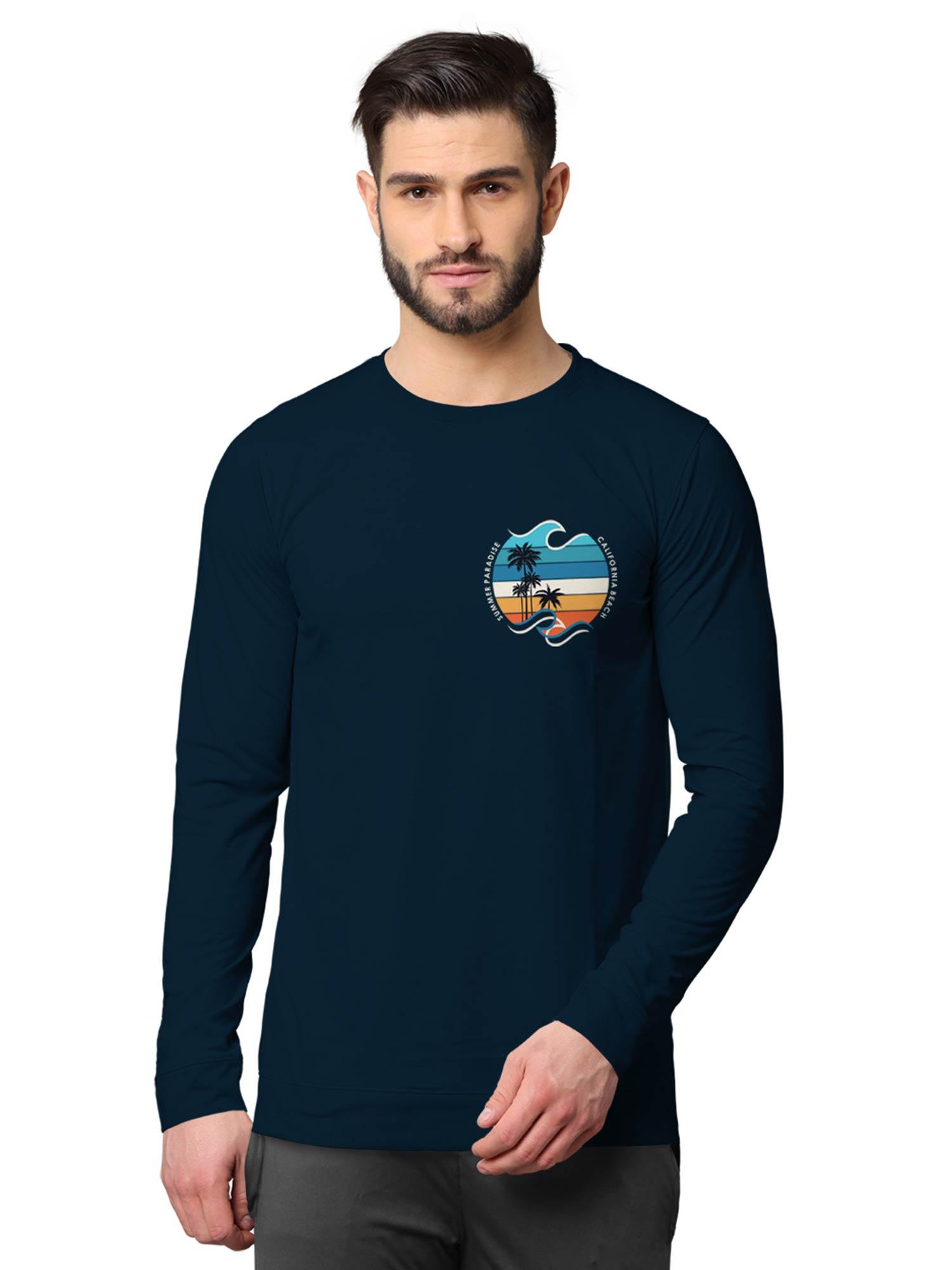 trendy front & back printed full sleeve sweatshirts for men navy blue