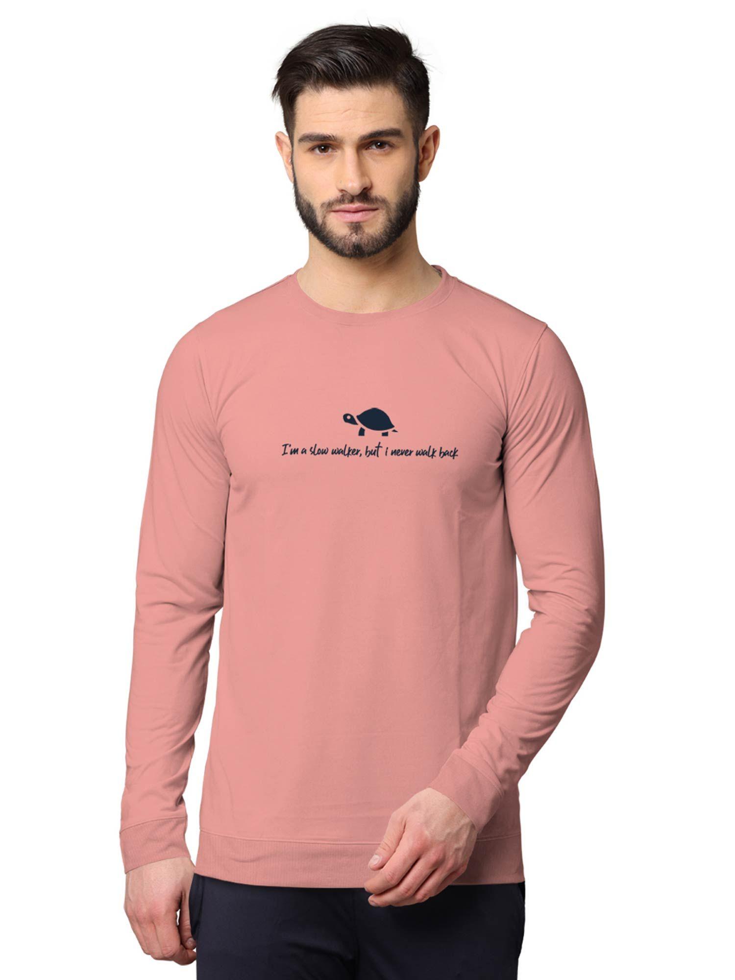 trendy front & back printed full sleeve sweatshirts for men pink
