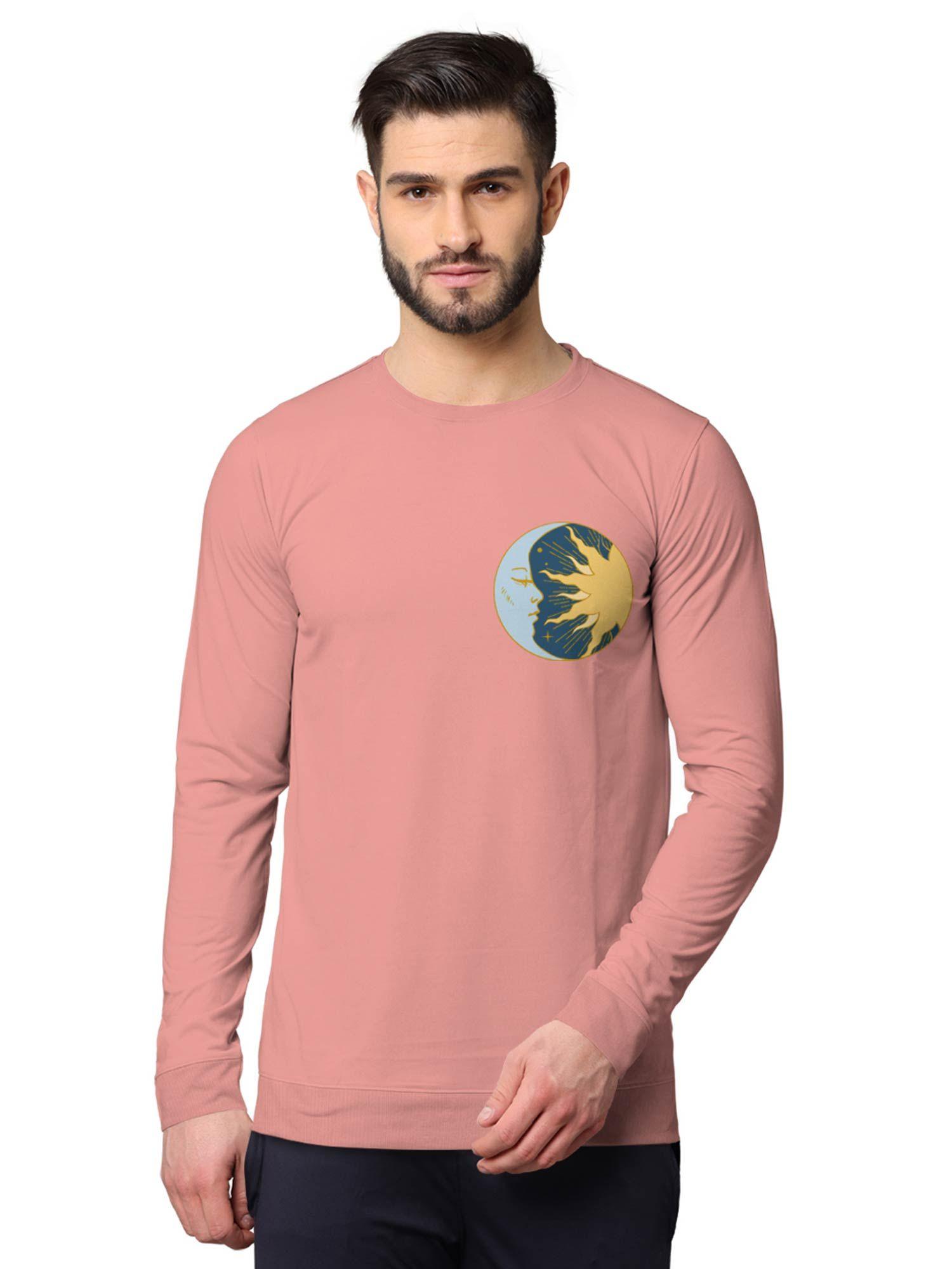 trendy front & back printed full sleeve sweatshirts for men pink