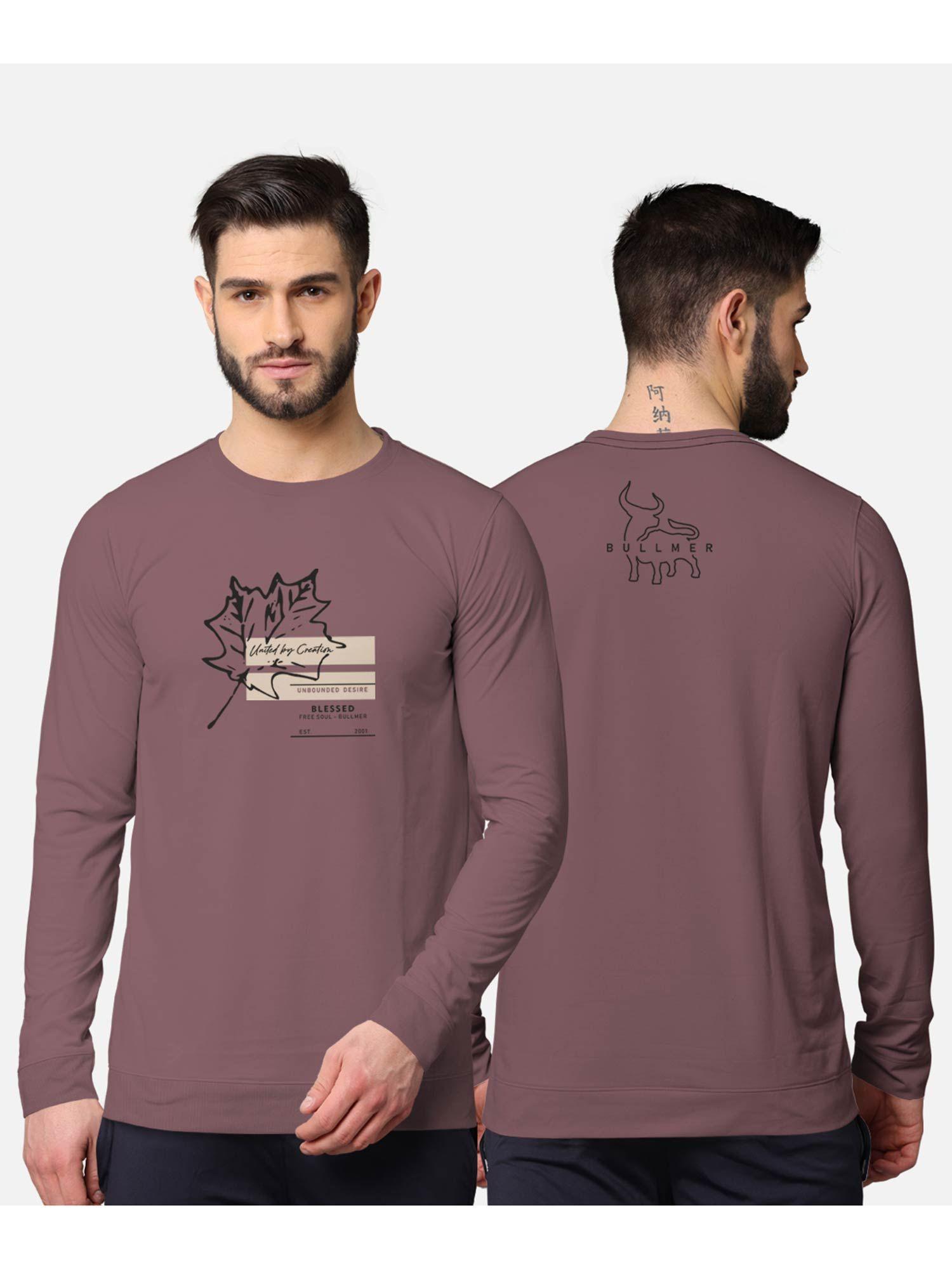 trendy front & back printed full sleeve t-shirt for men purple