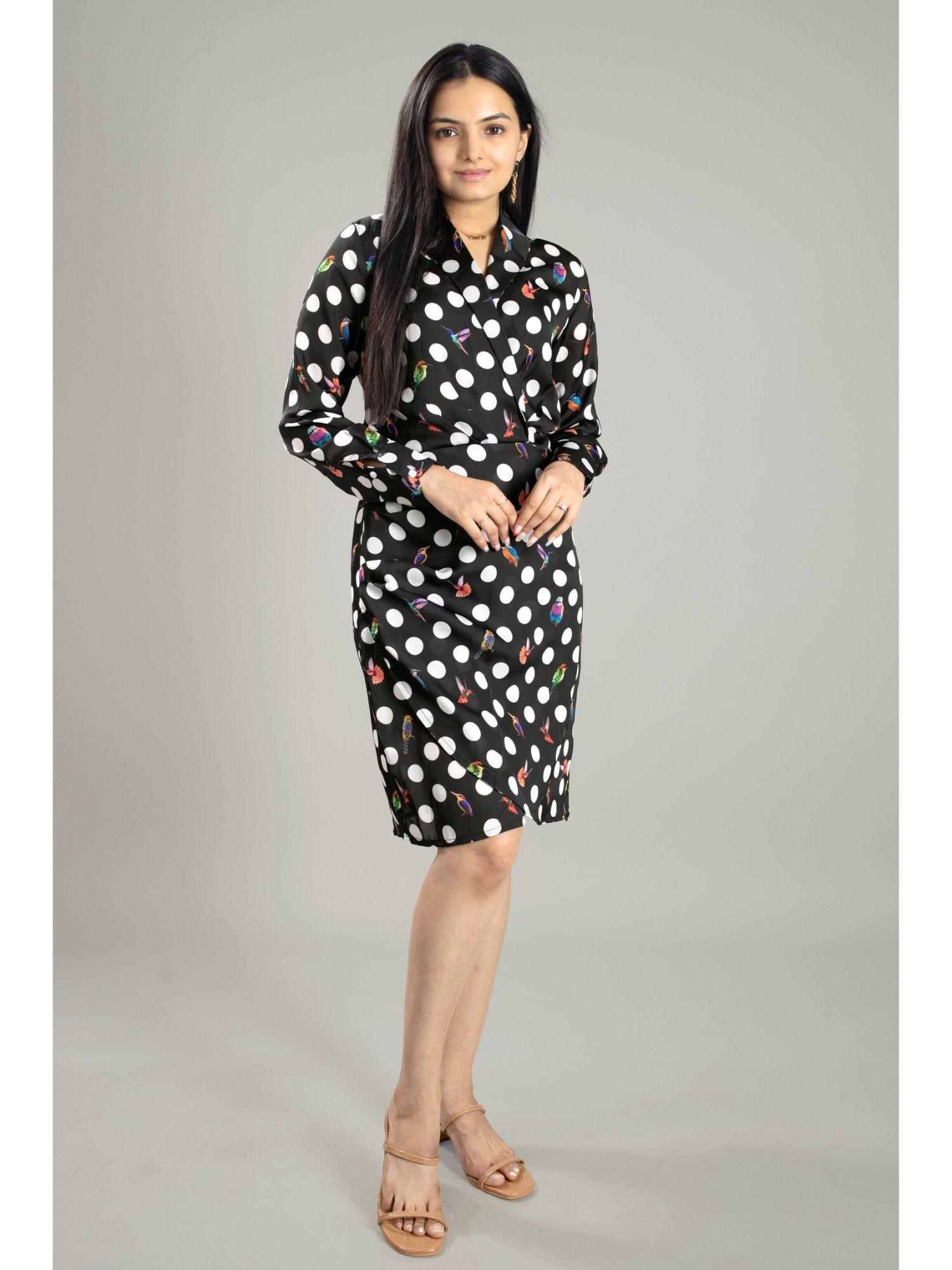 trendy humming polka belt shirt dress for women (set of 2)