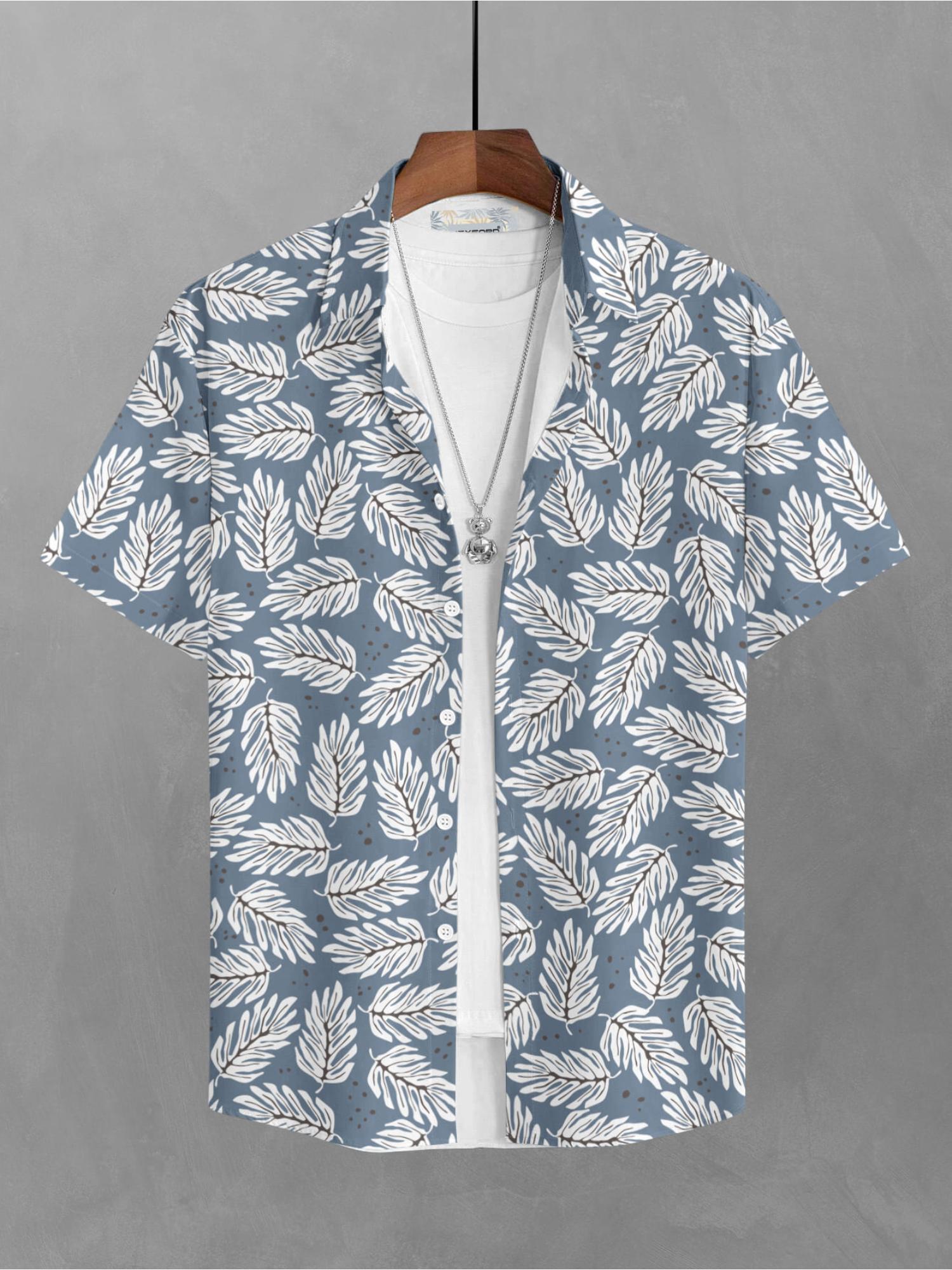 trendy printed blue causal shirt for men