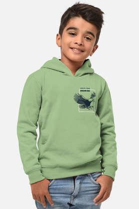 trendy printed cotton hooded boys t-shirt - green