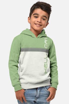 trendy printed cotton hooded boys t-shirt - green