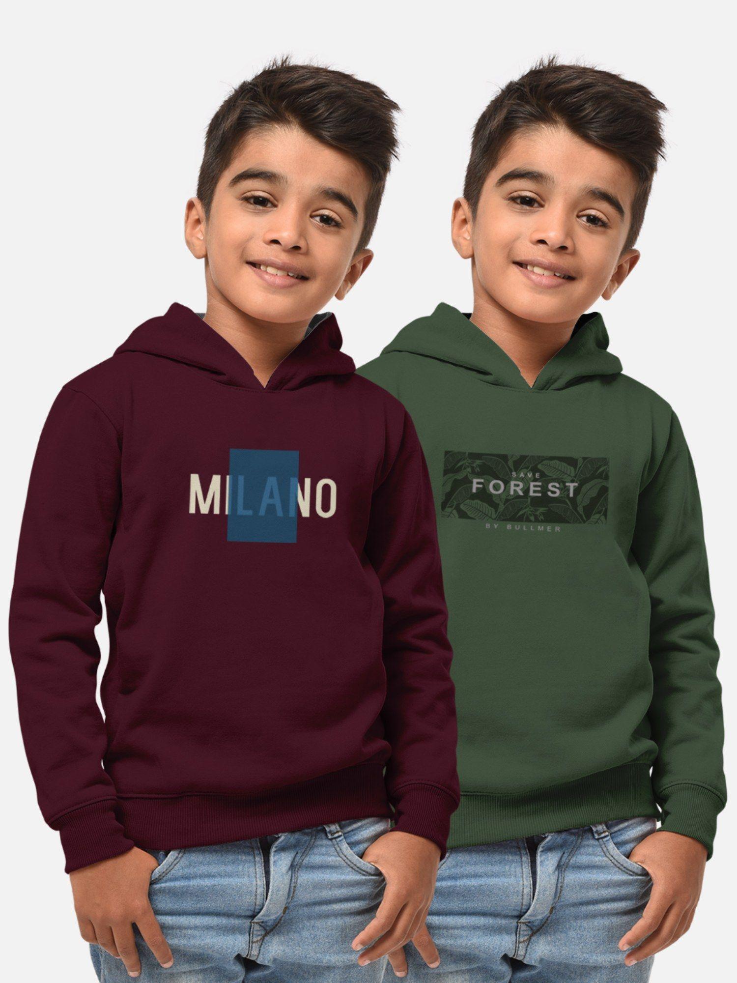 trendy printed multi-colour full sleeve hoodies for boys (pack of 2)