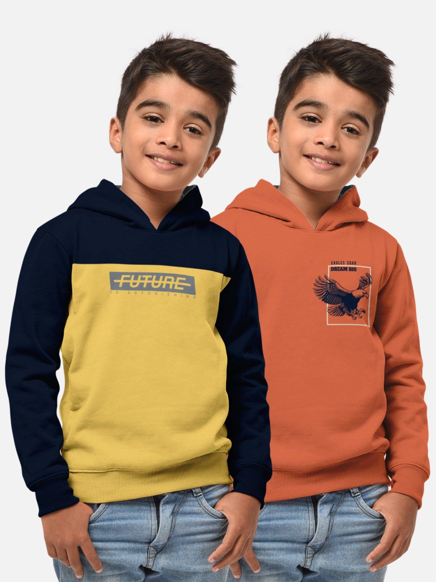 trendy printed multi-colour full sleeve hoodies for boys (pack of 2)