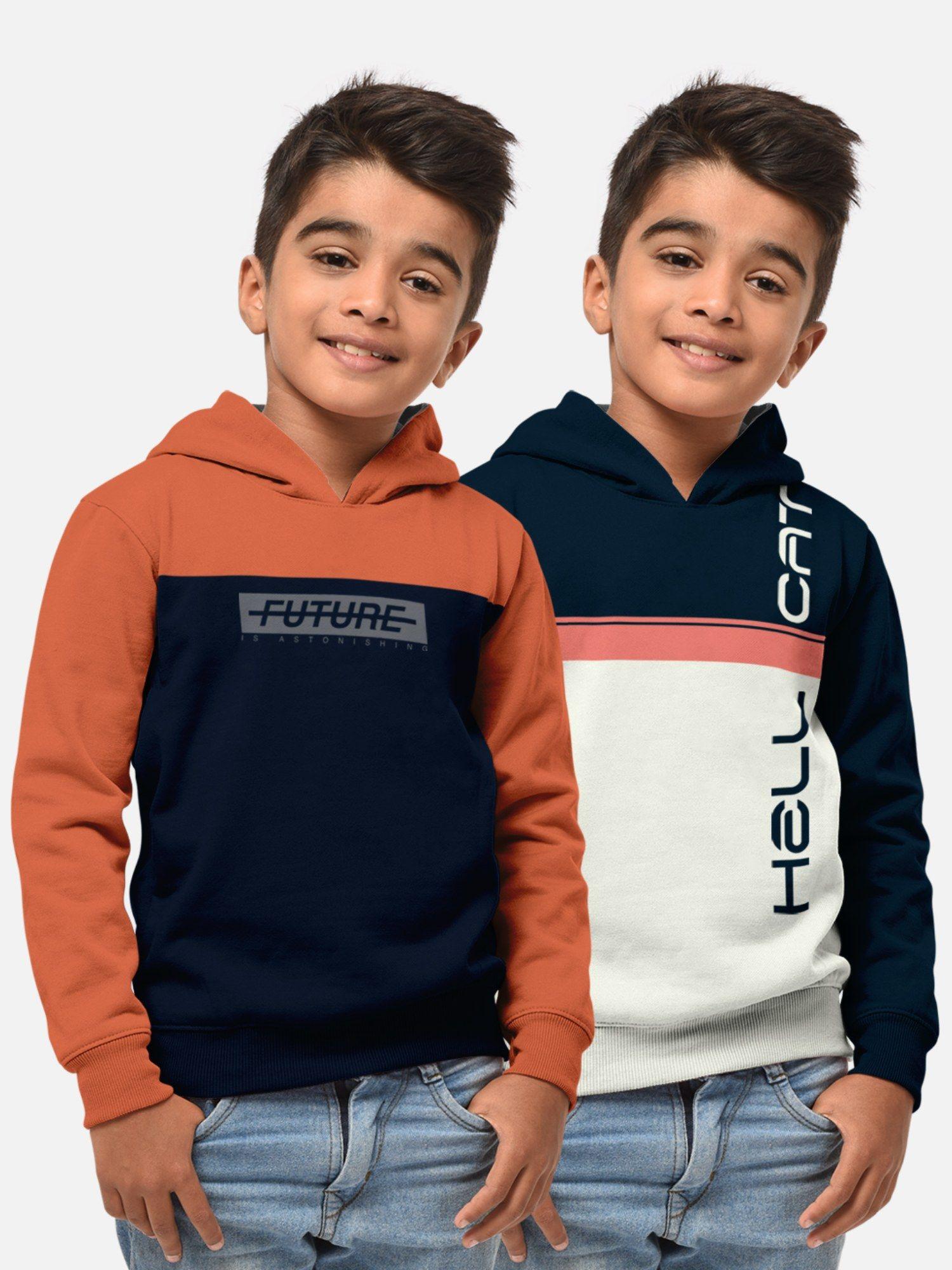 trendy printed multi-colour full sleeve hoodies for boys (pack of 2)