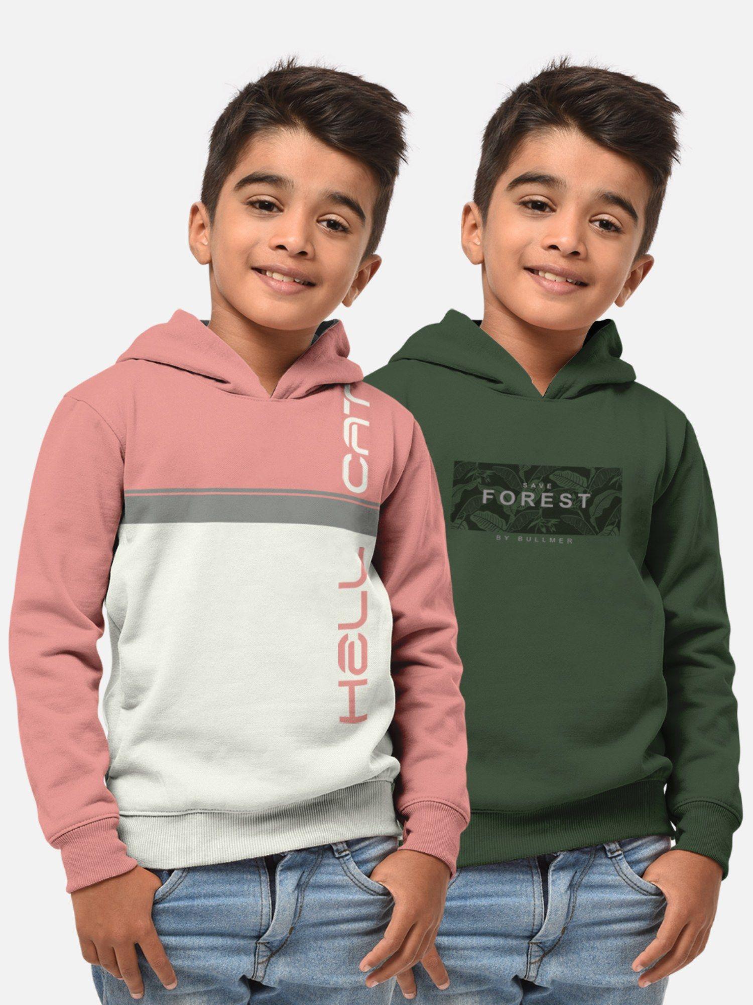 trendy printed multi-colour full sleeve hoodies for boys (pack of 2)