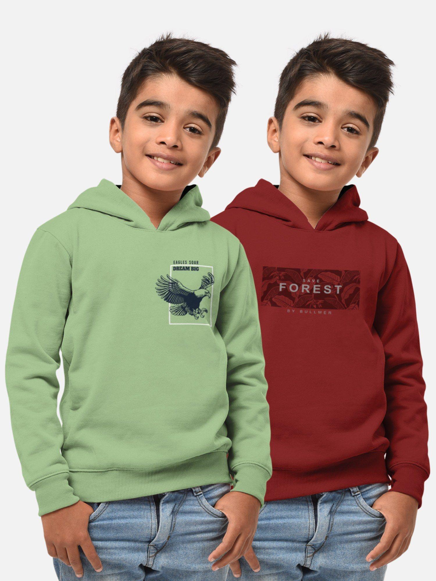 trendy printed multi-colour full sleeve hoodies for boys (pack of 2)