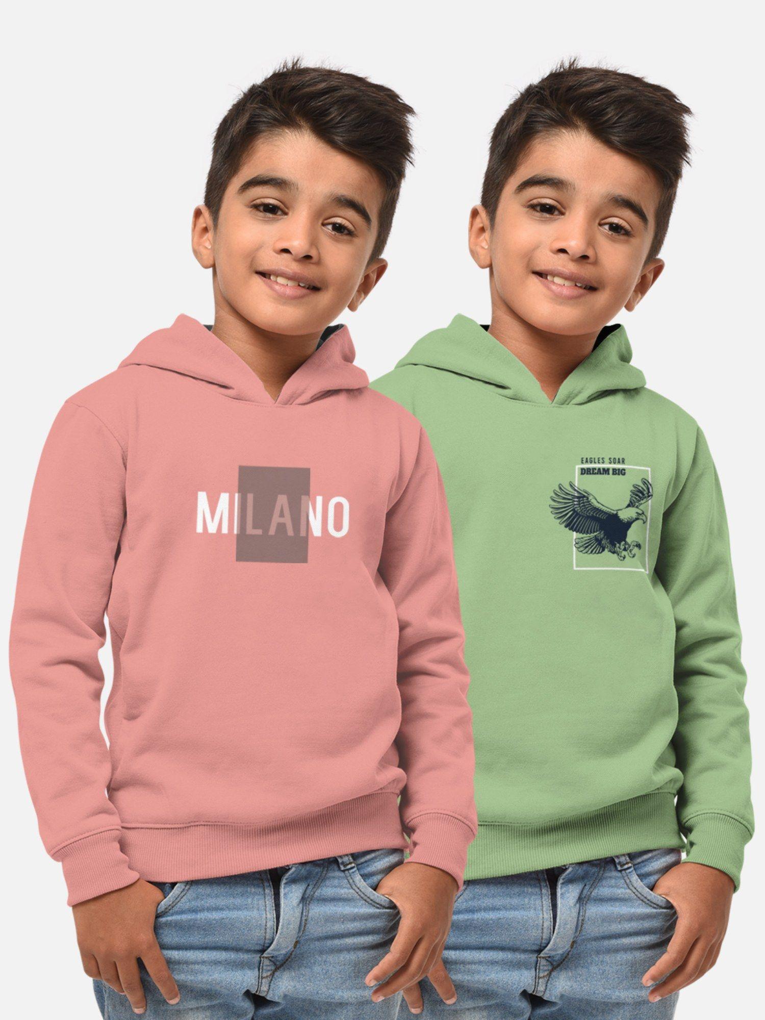 trendy printed multi-colour full sleeve hoodies for boys (pack of 2)