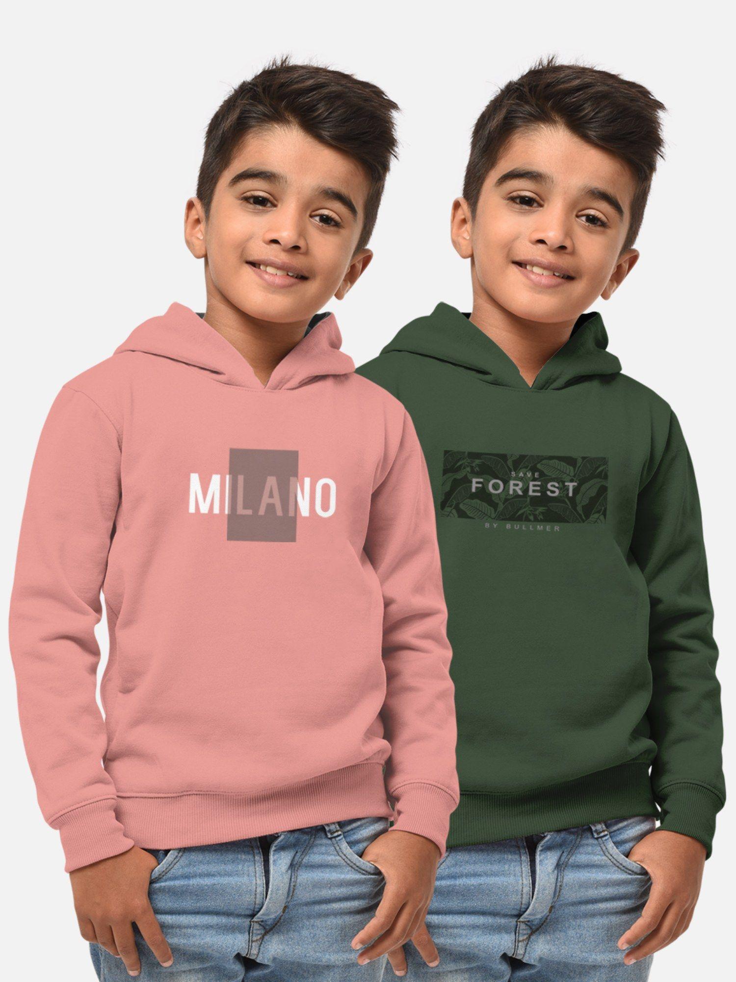 trendy printed multi-colour full sleeve hoodies for boys (pack of 2)