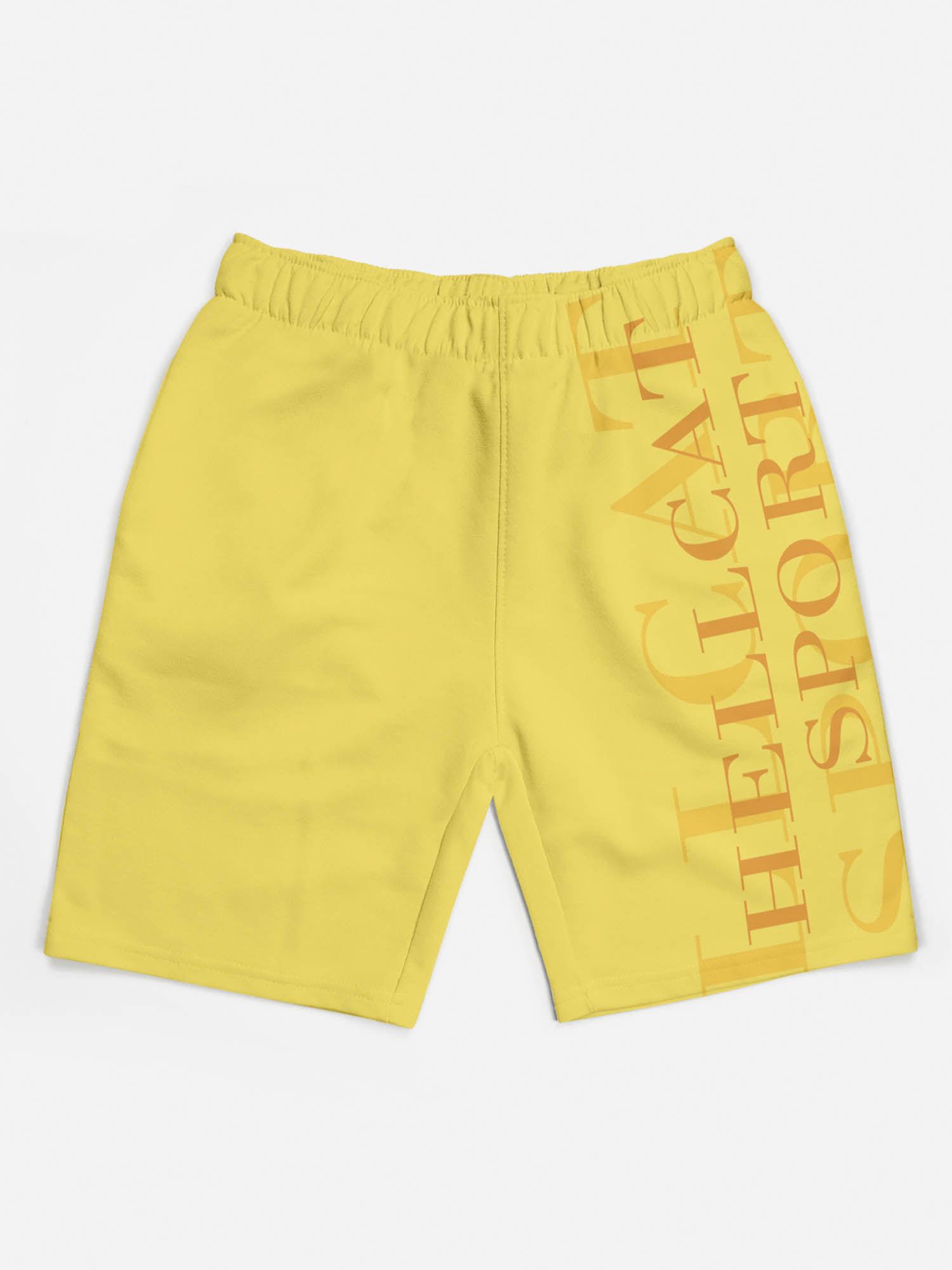 trendy yellow typographic shorts for girls