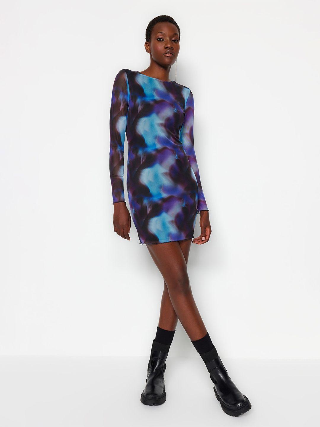 trendyol abstract printed sheath mini dress