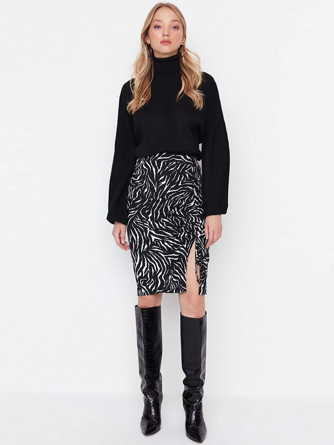 trendyol animal printed pencil knee length  skirt