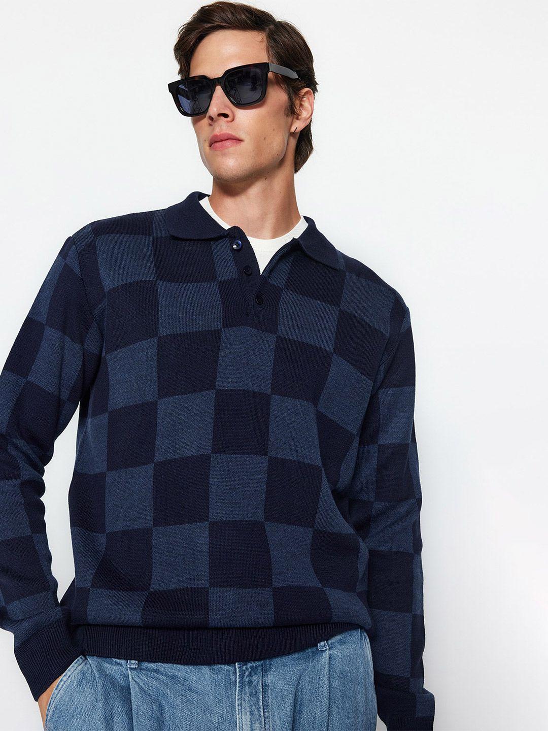 trendyol checked acrylic pullover