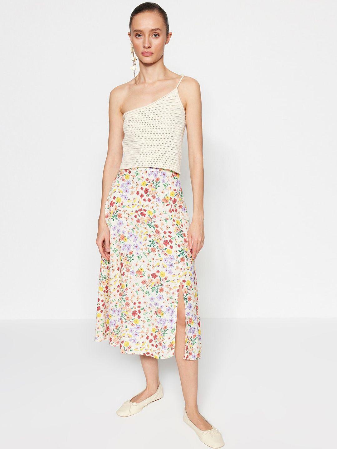 trendyol floral printed a-line midi skirts
