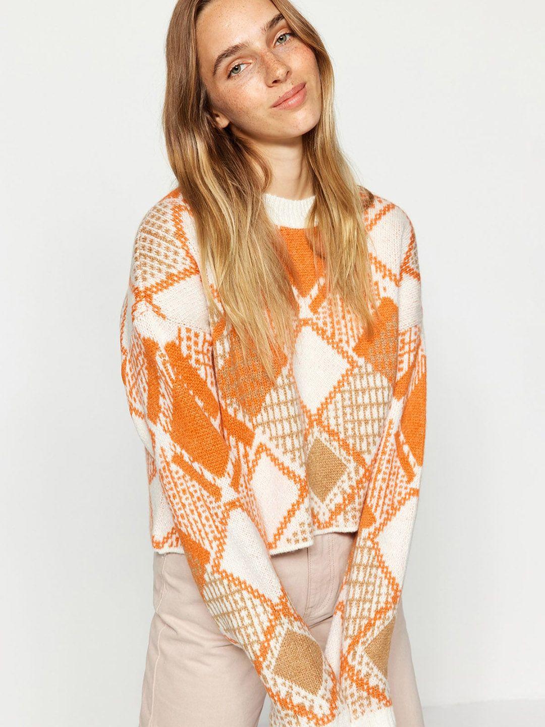 trendyol geometric printed pullover sweaters